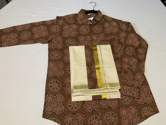 full sleeves ajrak shirt /mundu combo