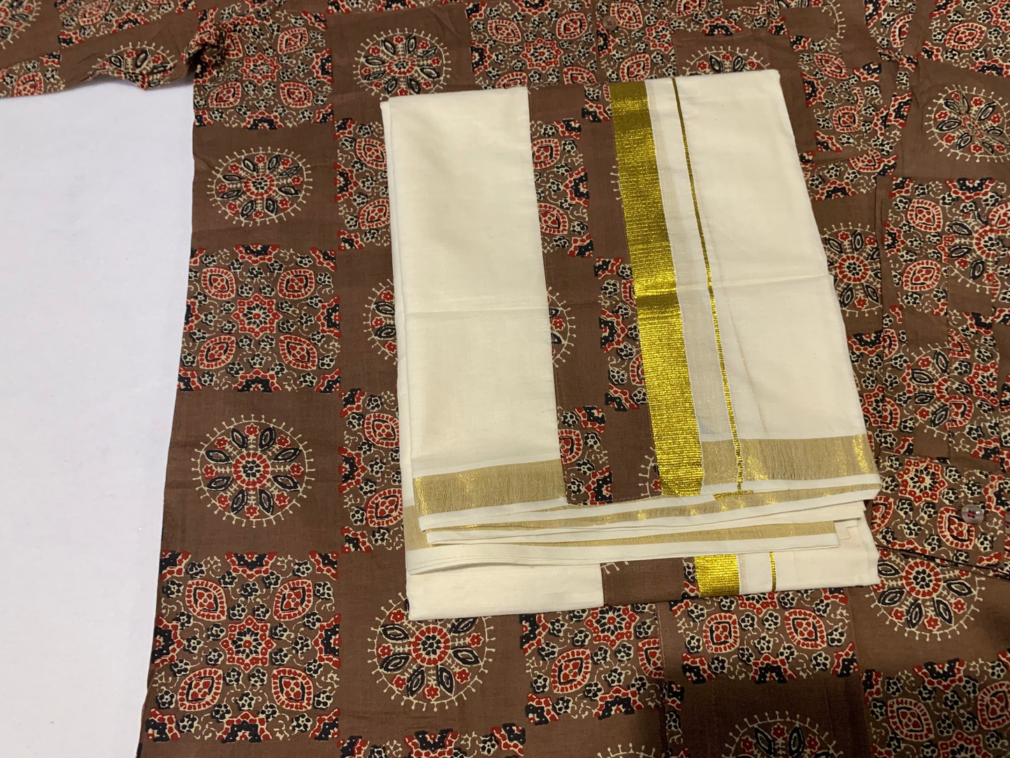 full sleeves ajrak shirt /mundu combo