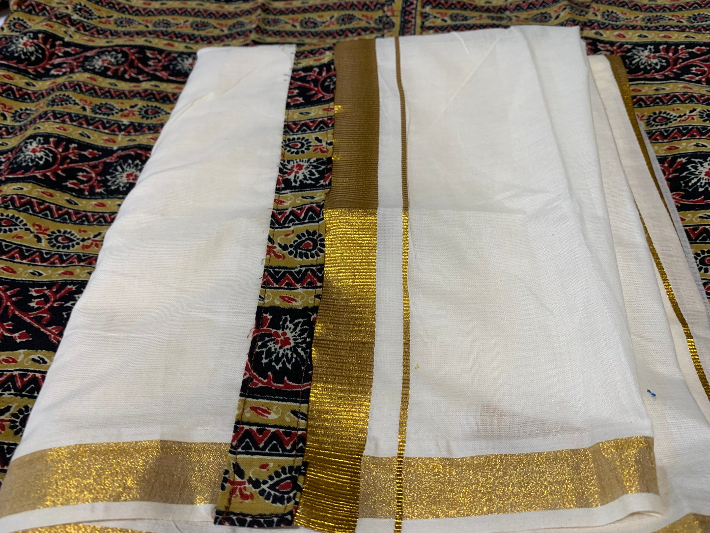Ajrak printed Kurta with matching mundu
