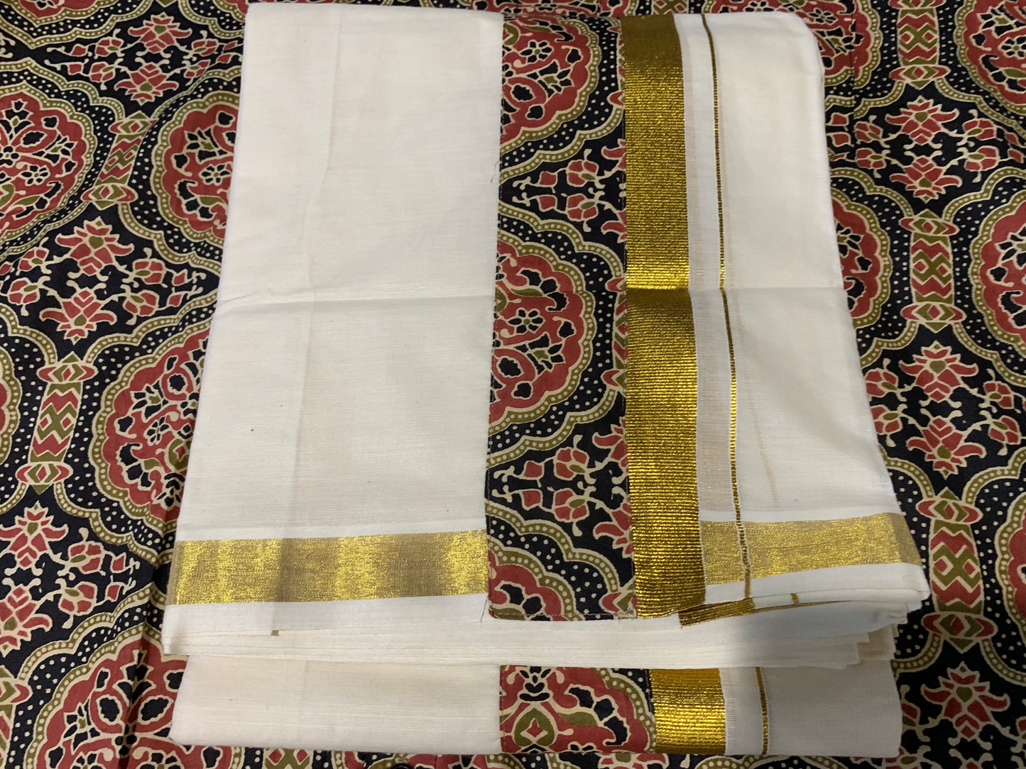 Half sleeve ajrak printed shirt /mundu combo