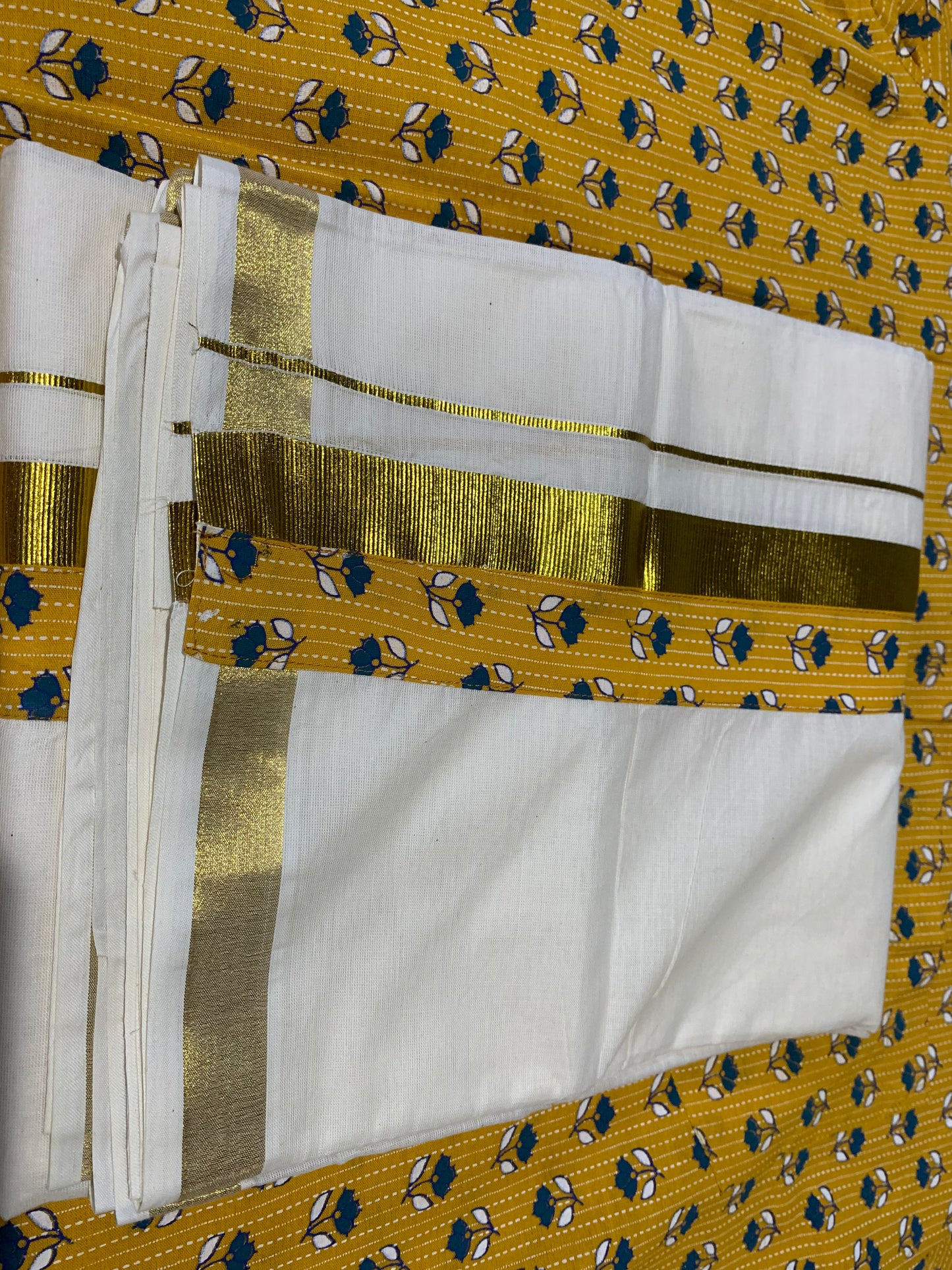 Half sleeve ajrak shirt/mundu combo