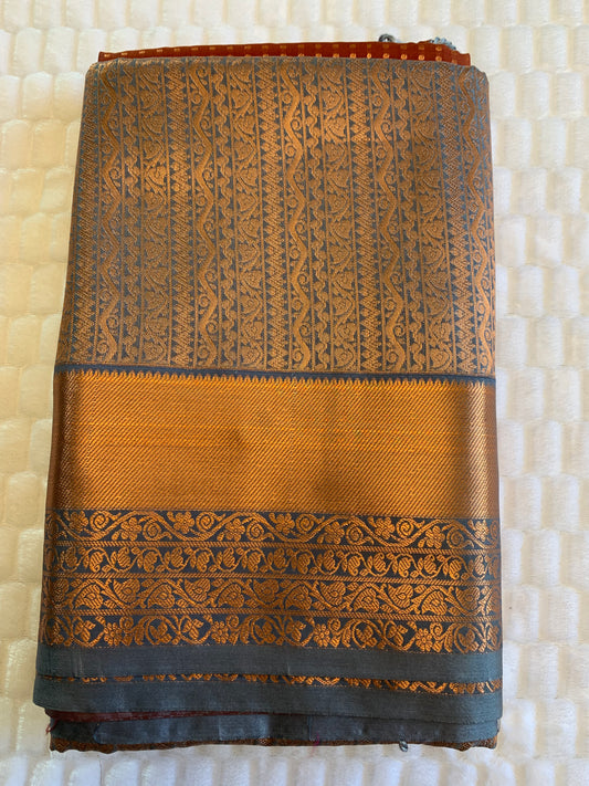 Brick red color saree