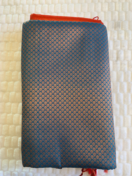 blue brocade saree