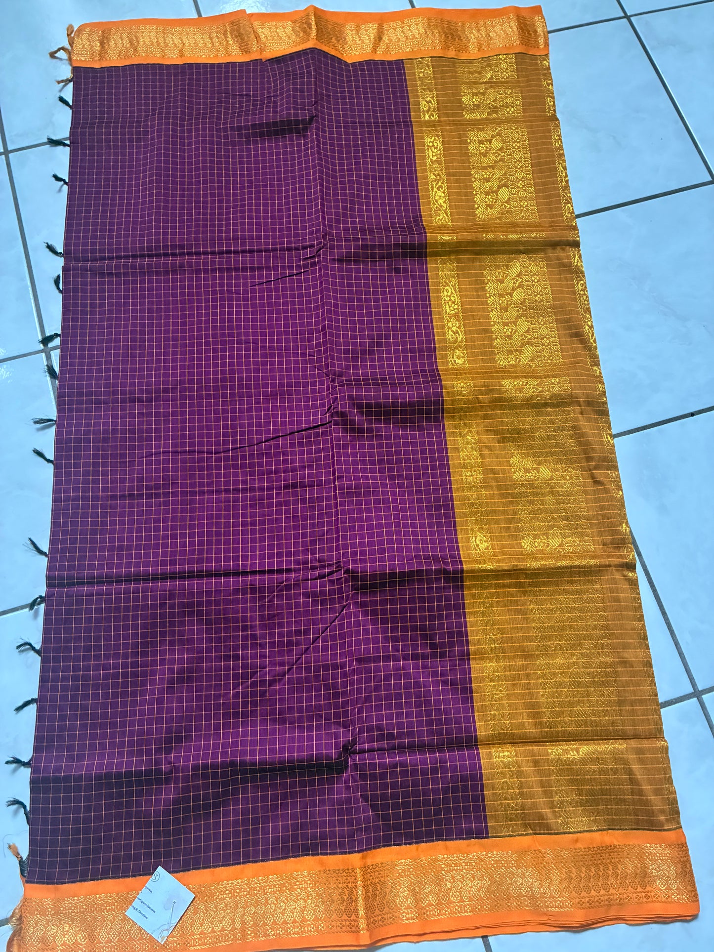 Kalyani cotton checked sari