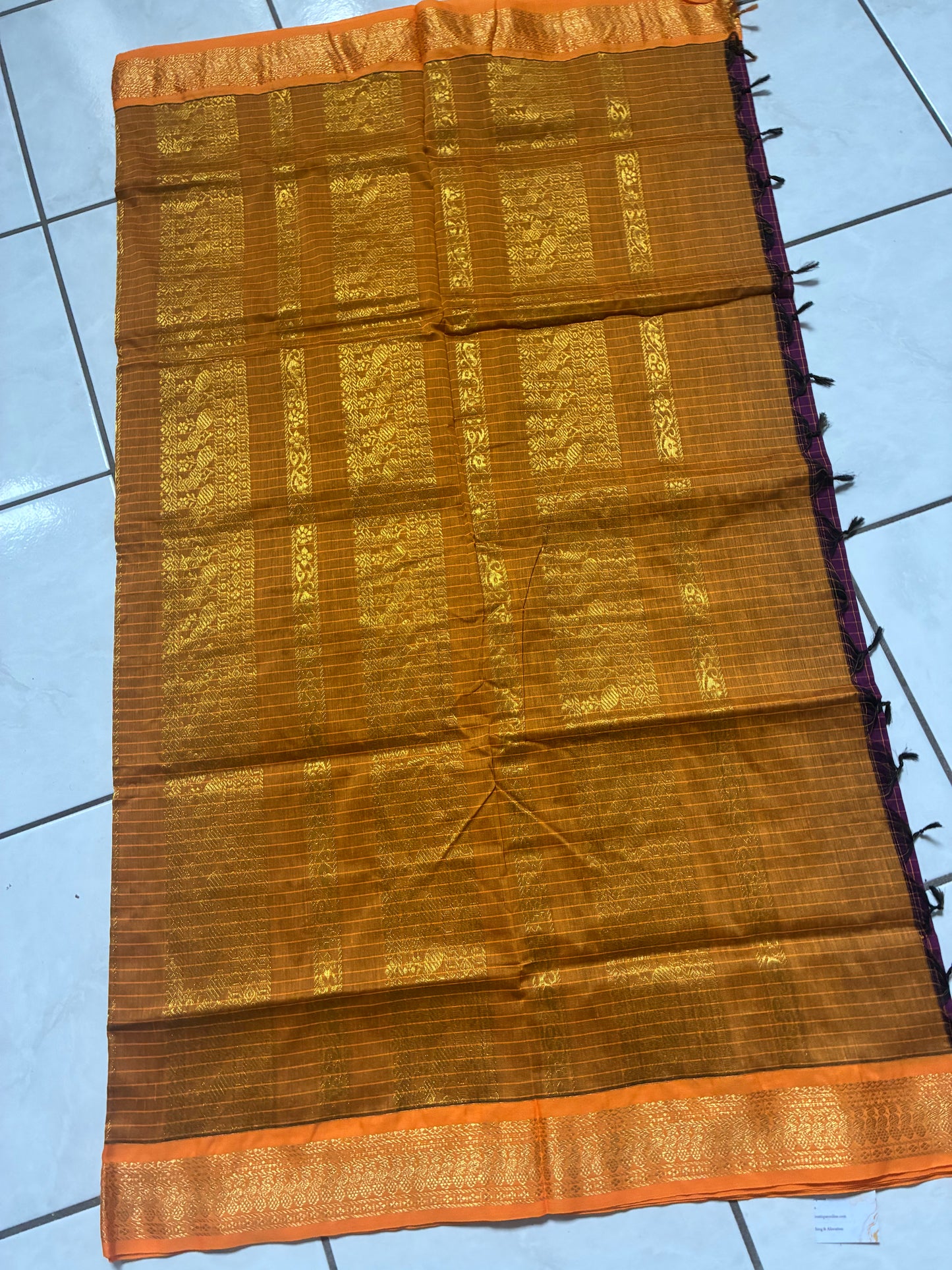 Kalyani cotton checked sari