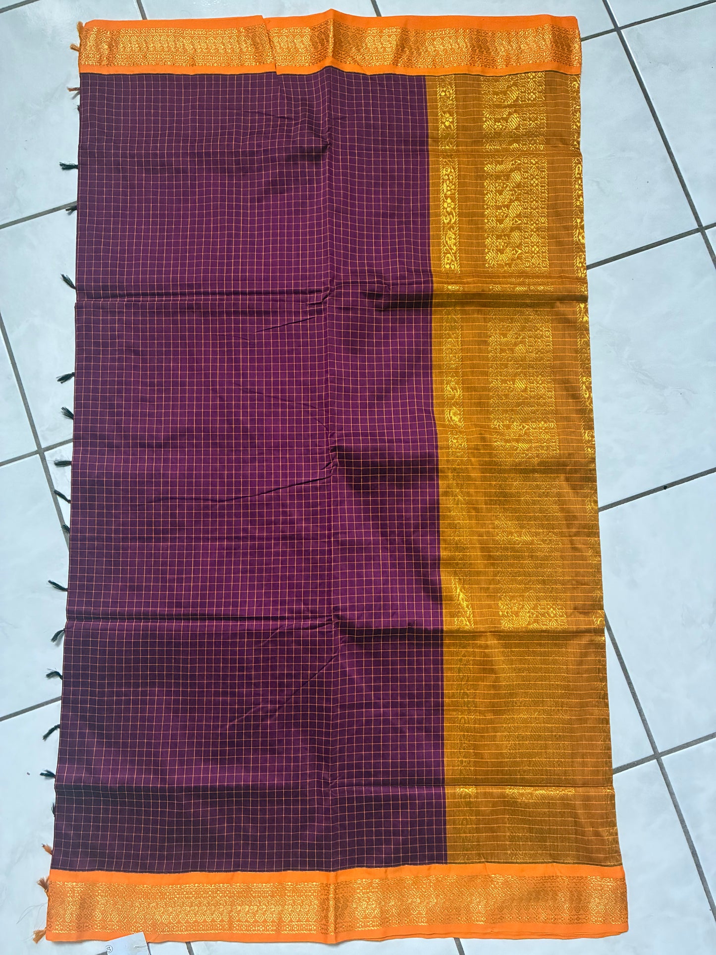 Kalyani cotton checked sari