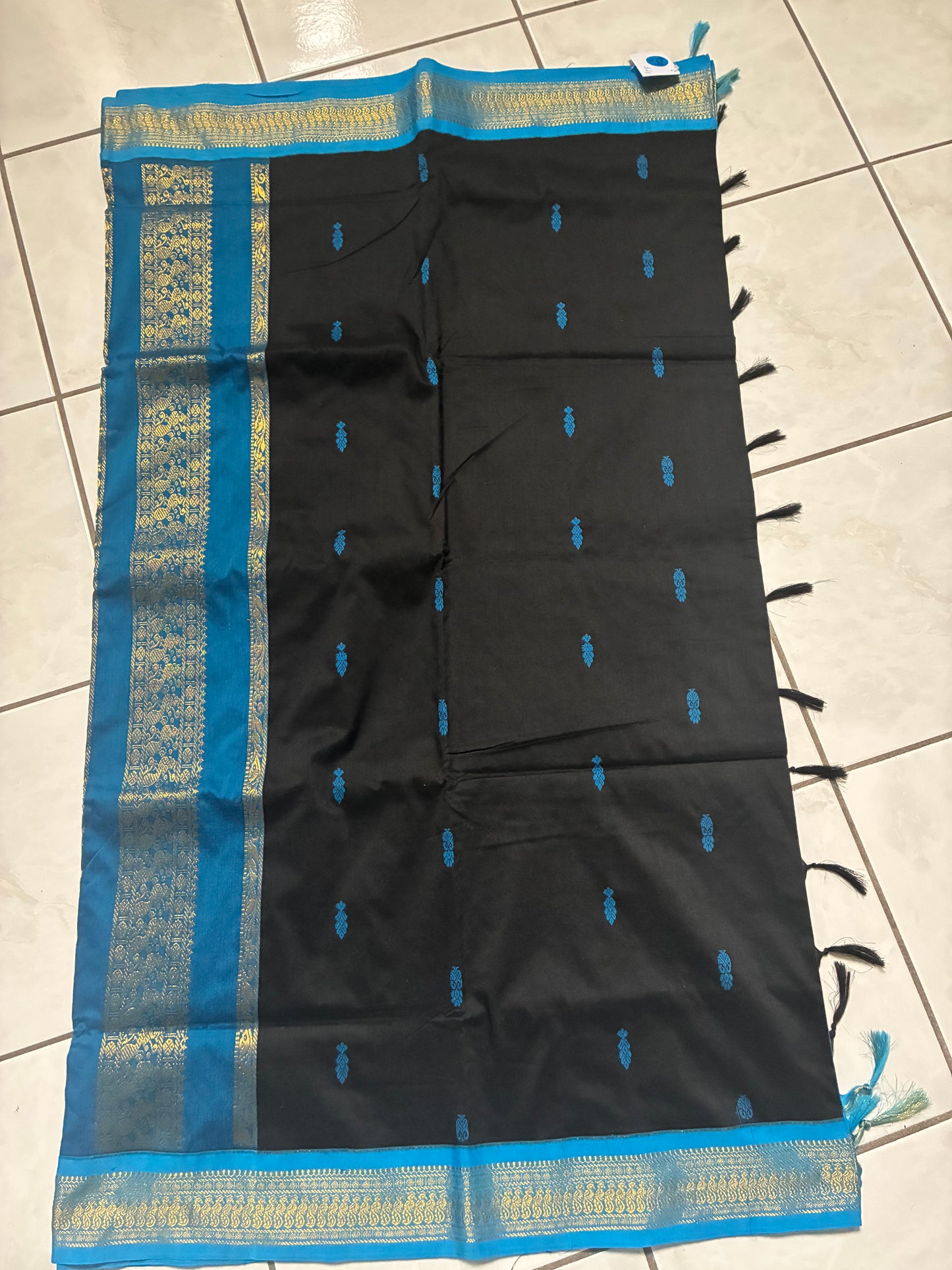 Black and blue saree