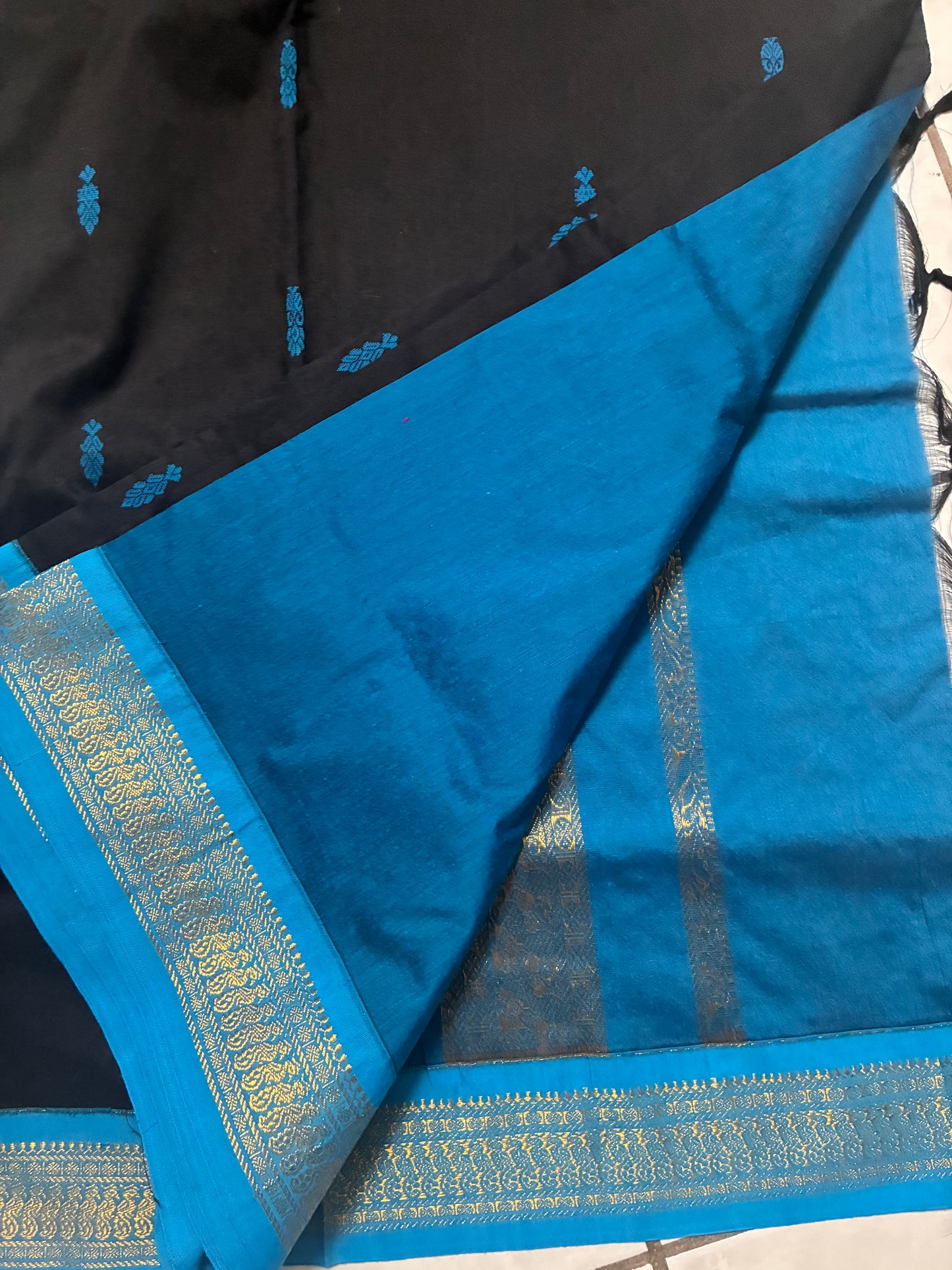 Black and blue saree