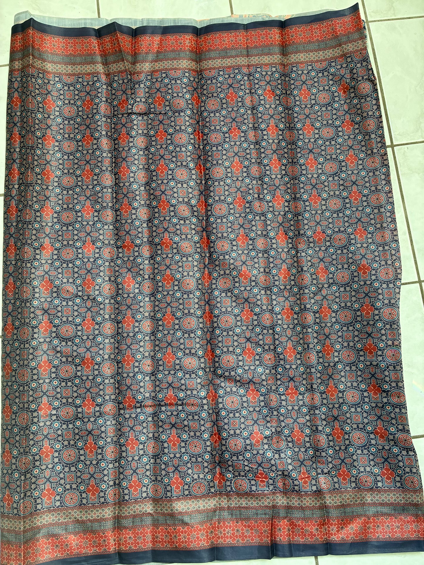 navy blue dola sik saree