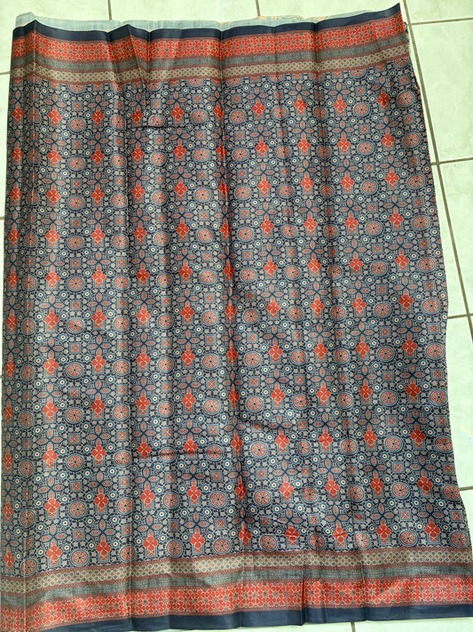 navy blue dola sik saree