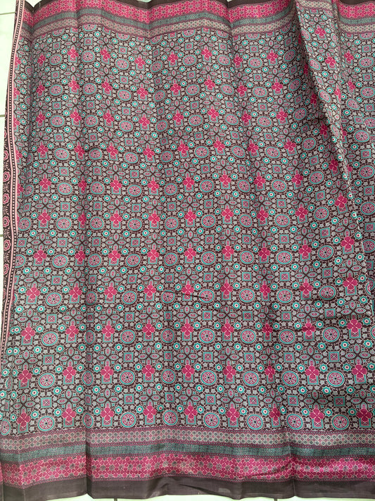 brown dola silk saree