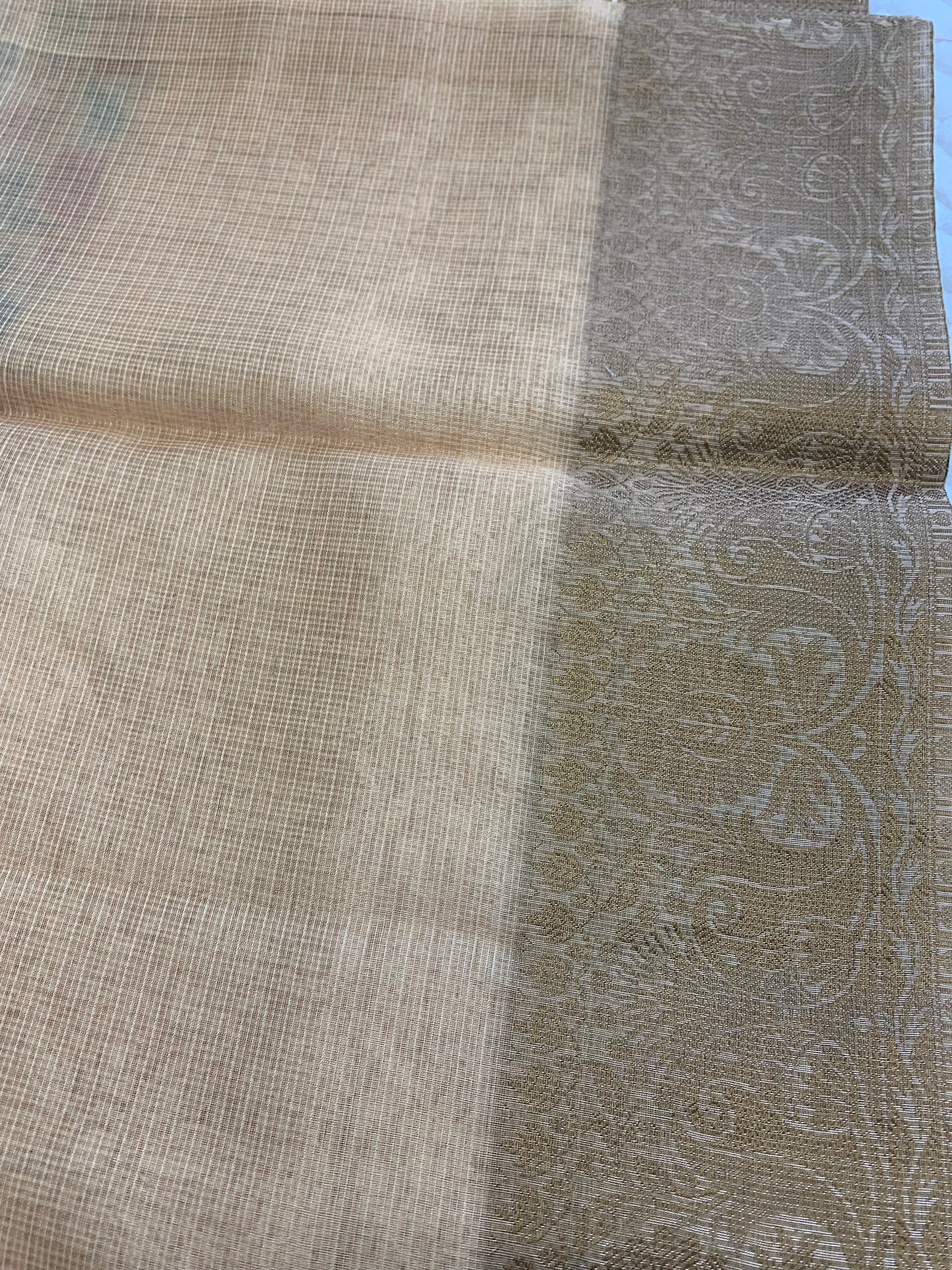 Light Yellow Tissue Silk Cotton Saree