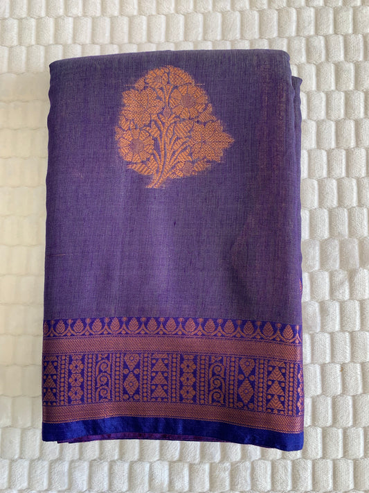 Blue Cotton Silk Saree