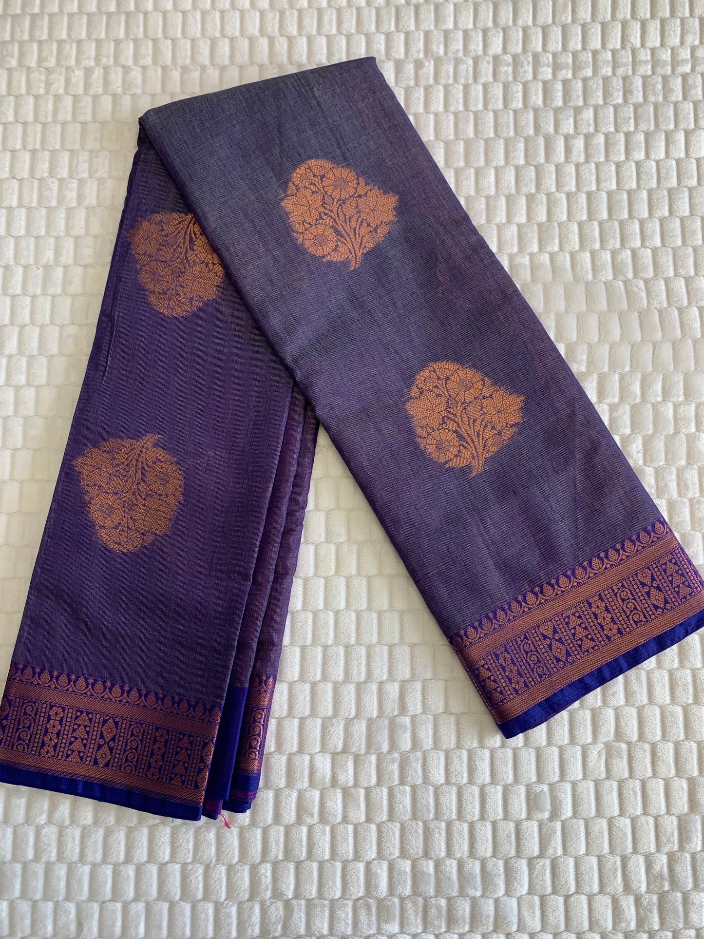 Blue Cotton Silk Saree