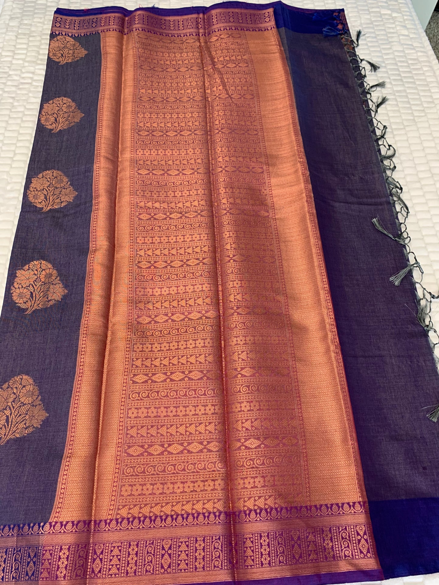 Blue Cotton Silk Saree