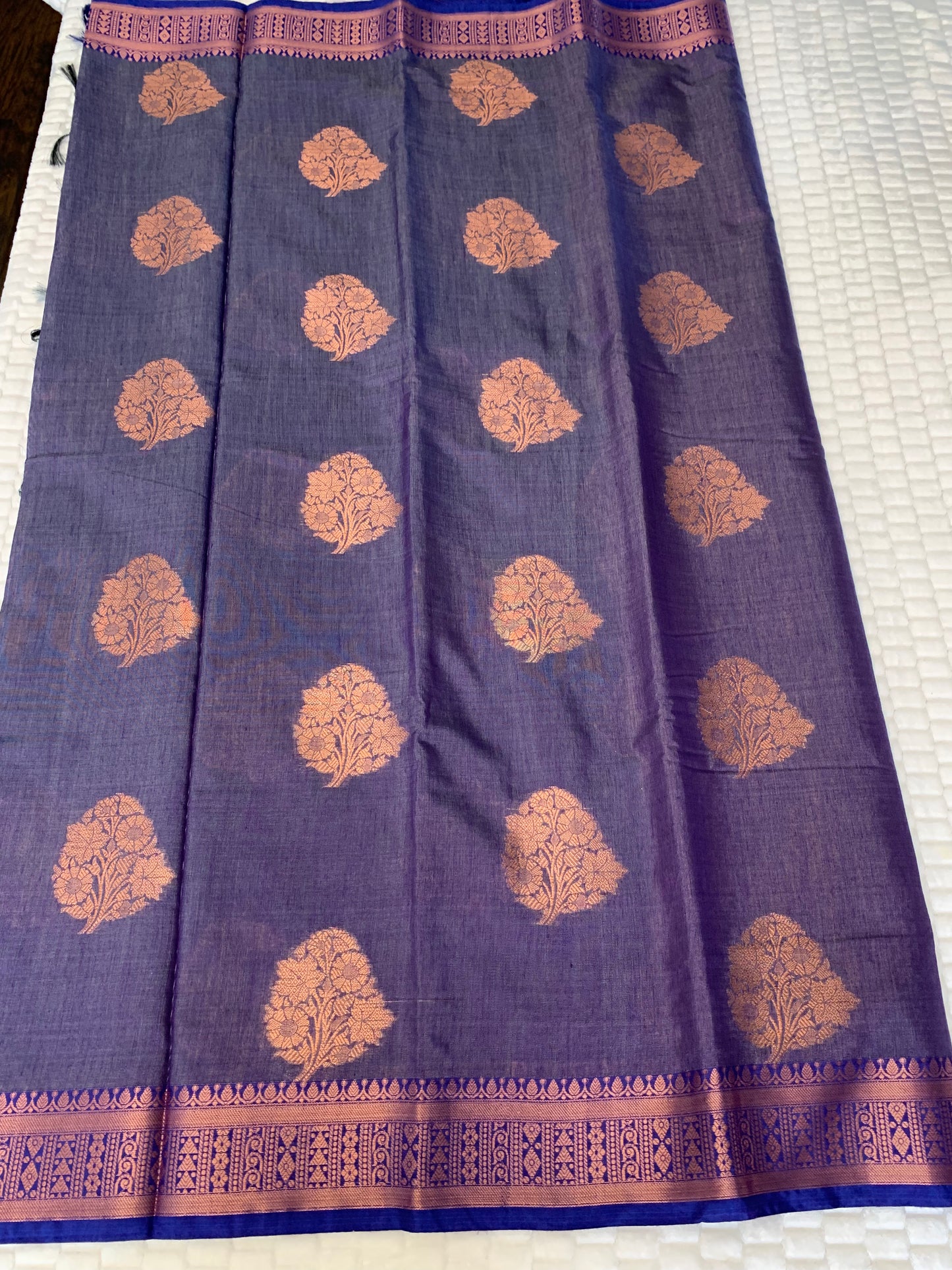 Blue Cotton Silk Saree