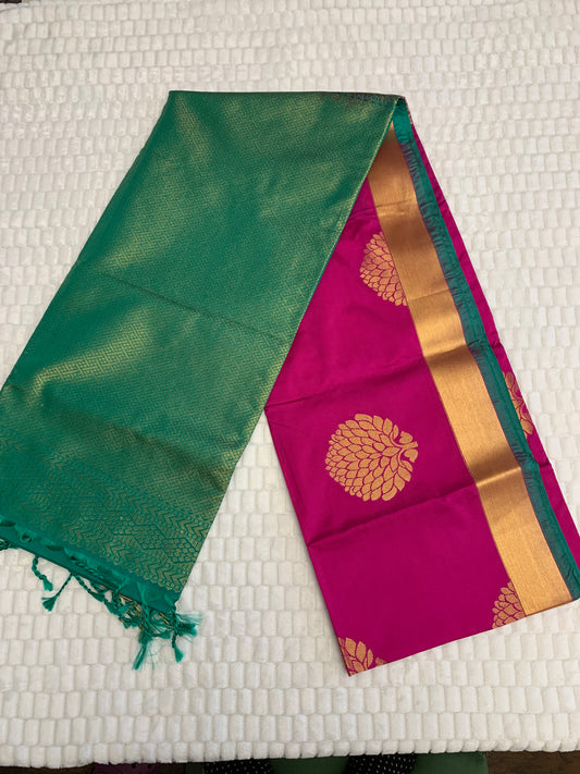 Magenta Kanchi cotton Silk saree