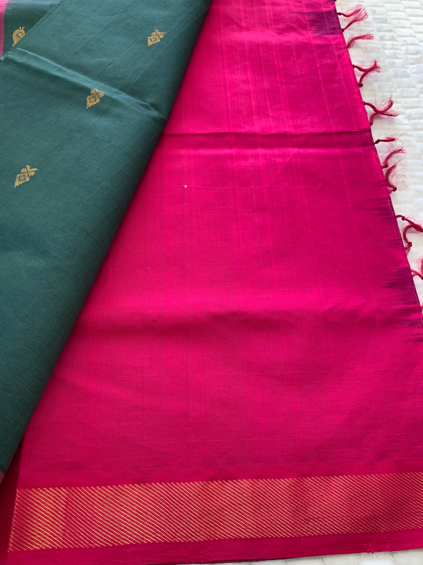 Bottle Green Kanchi Cotton Silk Saree