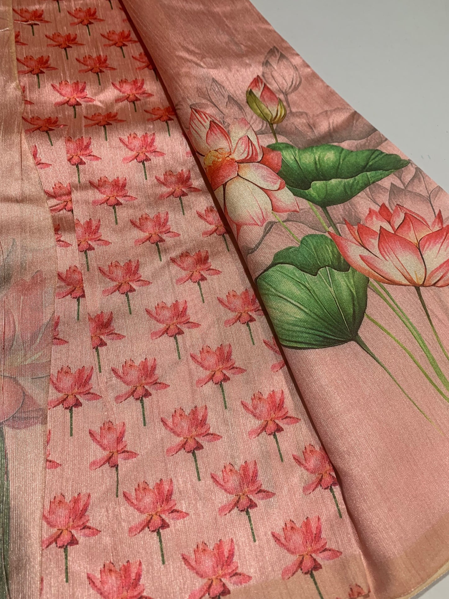 Peach Digital Printed Art Silk Saree