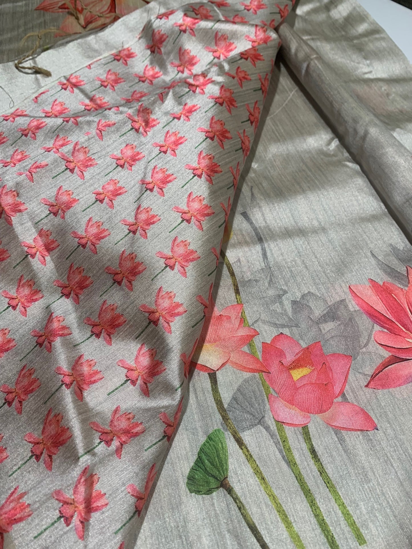 Grey Art Silk Digital Print Saree