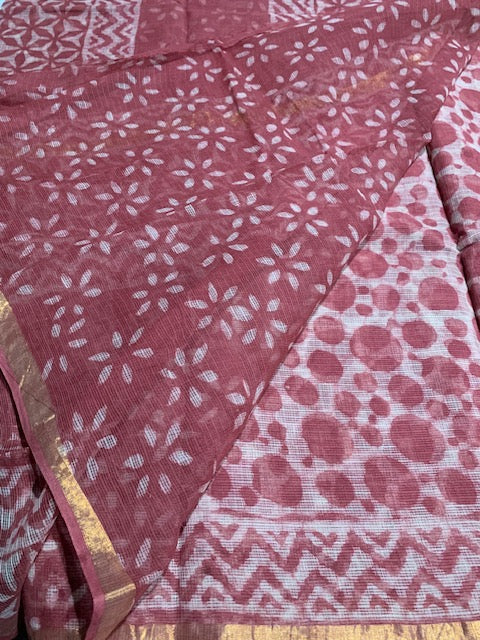Onion Pink Kotta Doria Saree