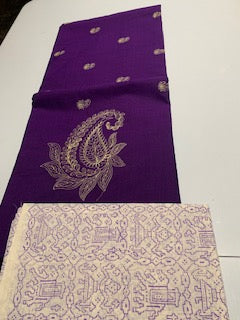 Purple Embroidered cotton silk saree