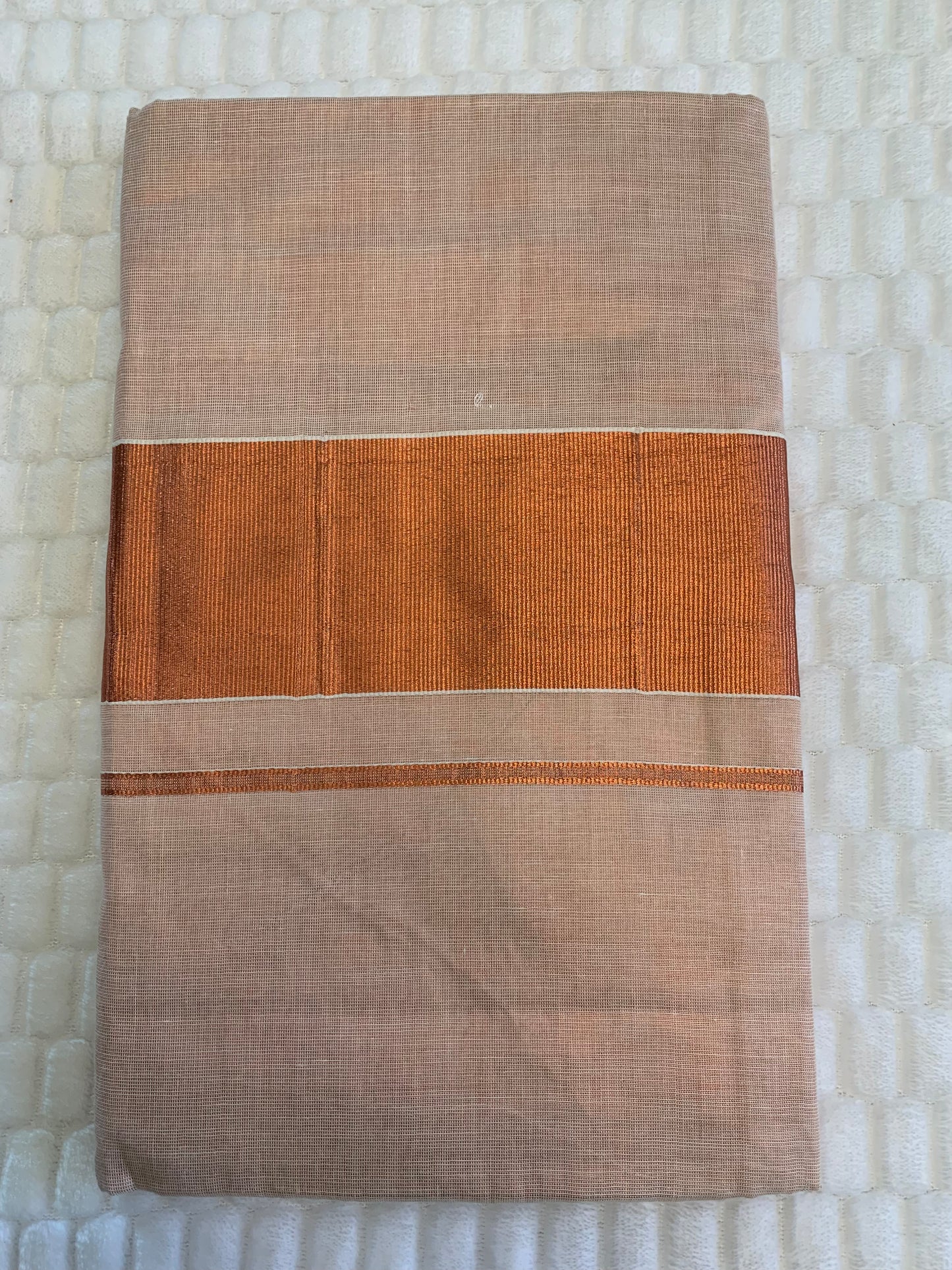 Copper Zari Plain Kerala Saree