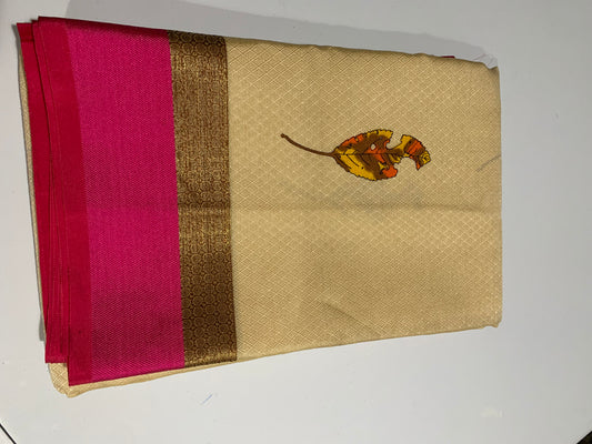 Beige Jacquard saree