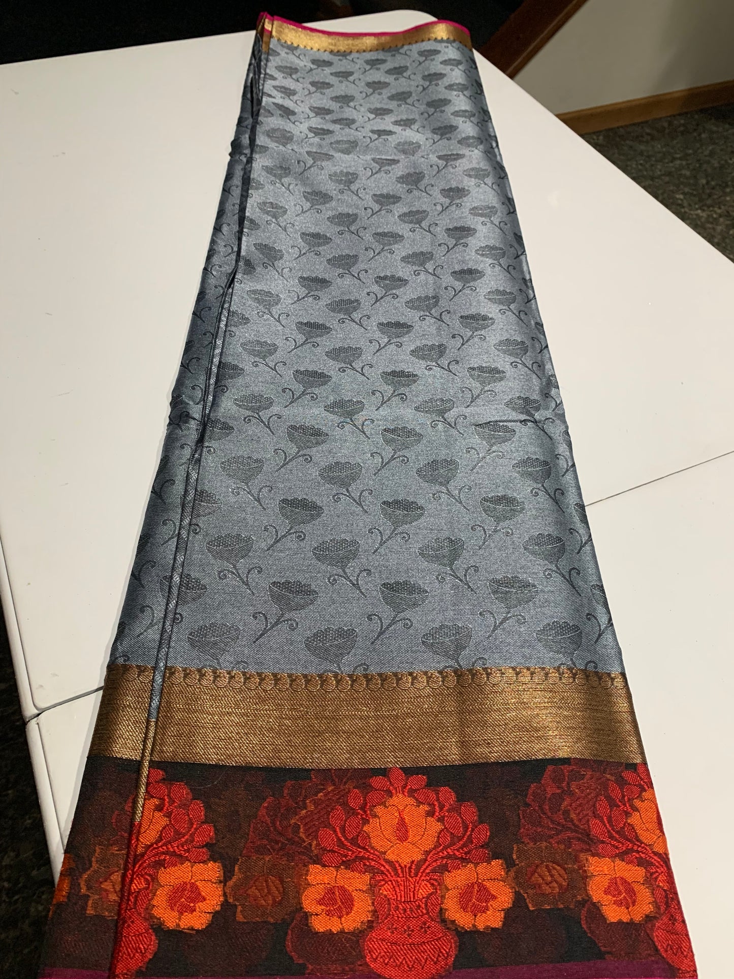Grey Jacquard Saree