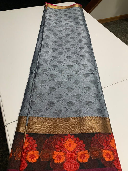 Grey Jacquard Saree