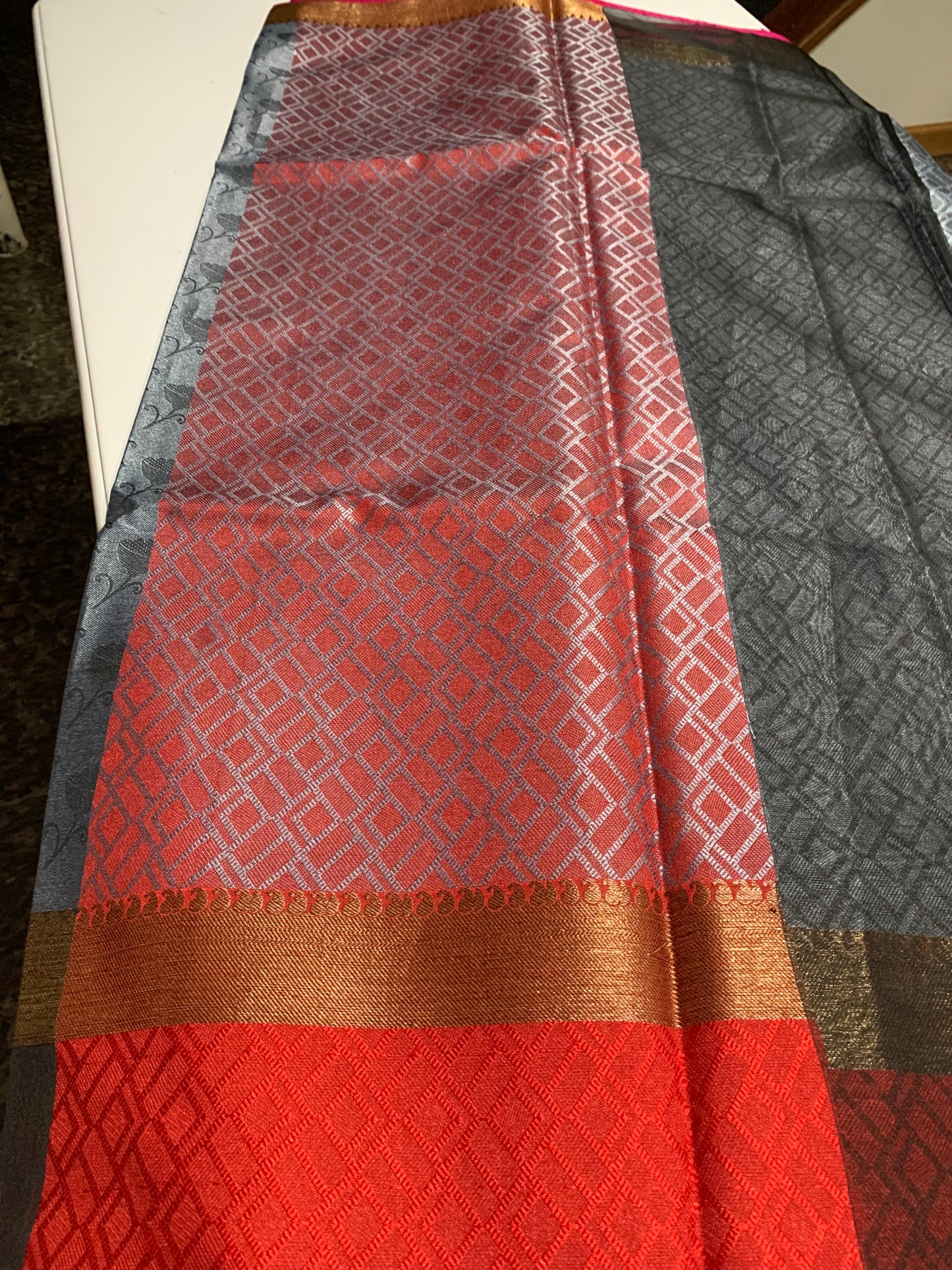 Grey Jacquard Saree