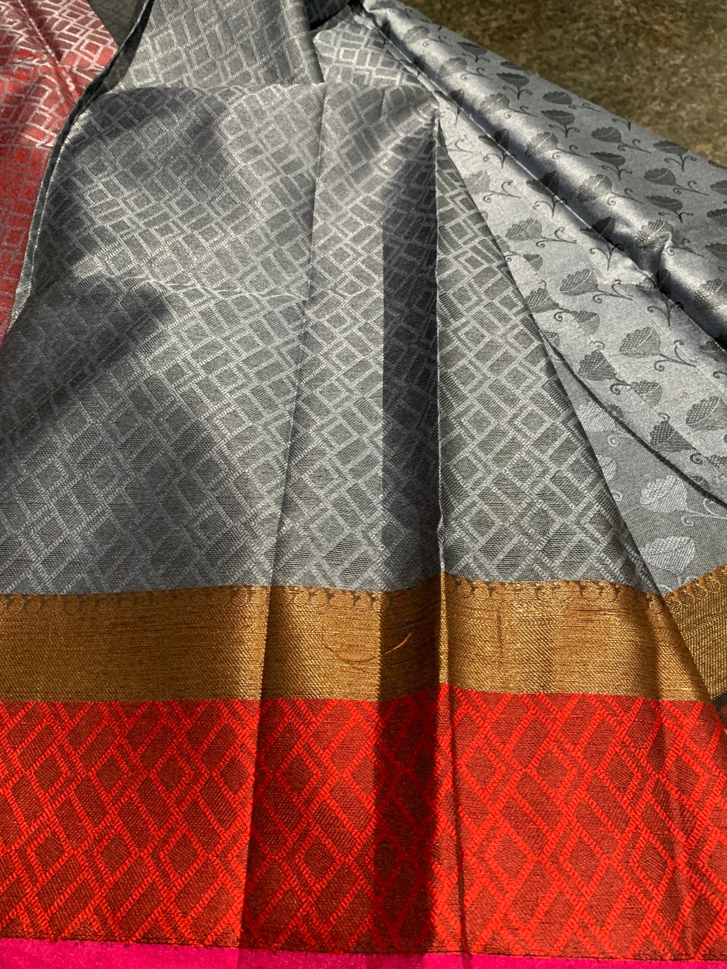 Grey Jacquard Saree