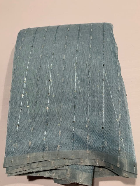 sky blue net kotta saree