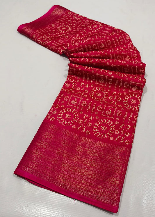 Red art silk saree