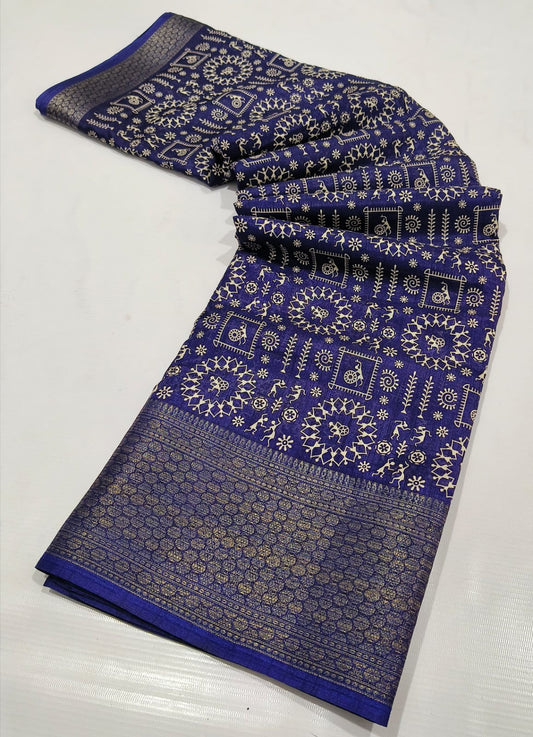 Navy Blue Art silk saree