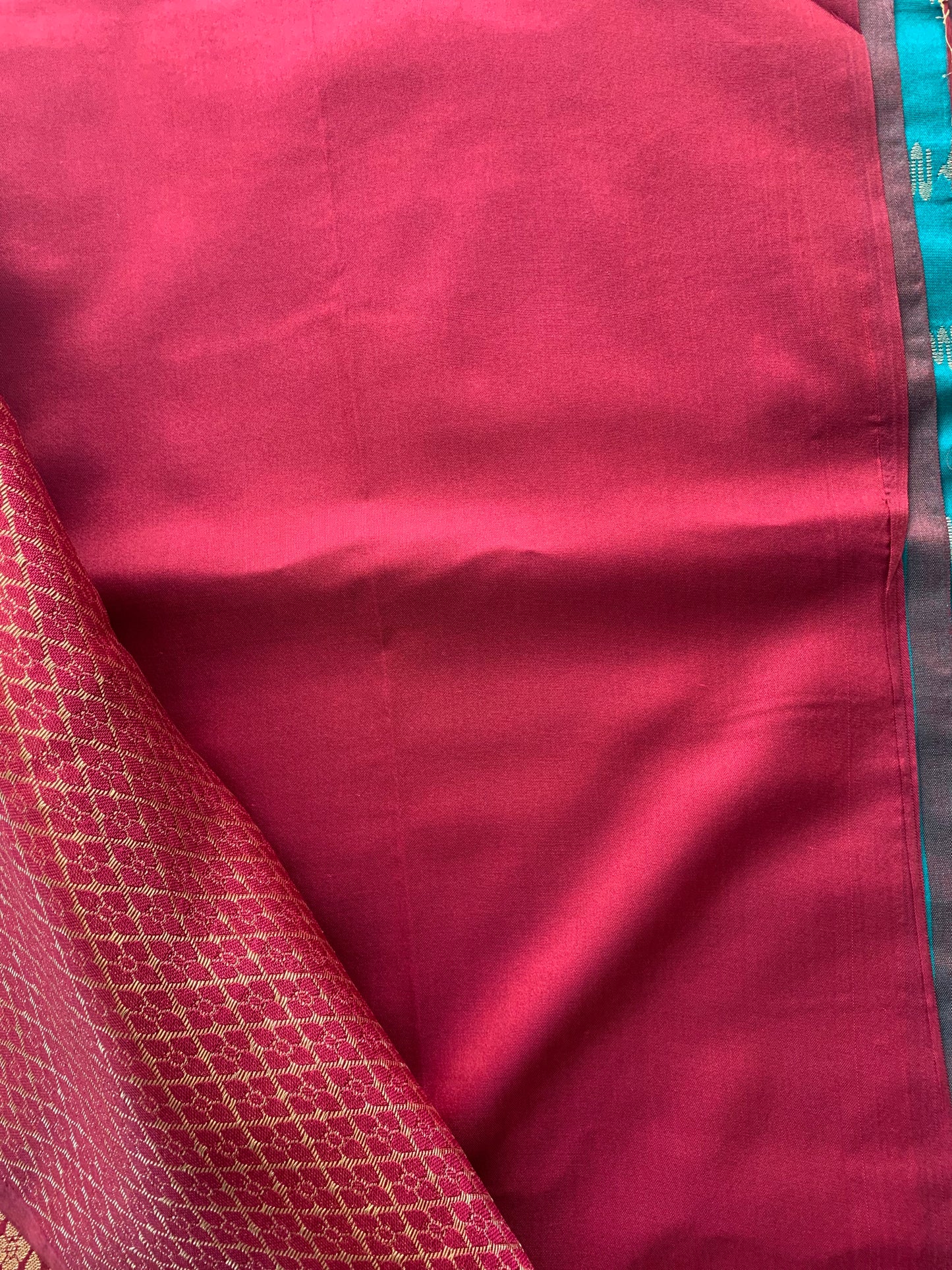 Brick Red Semi Kanchipuram Silk Saree